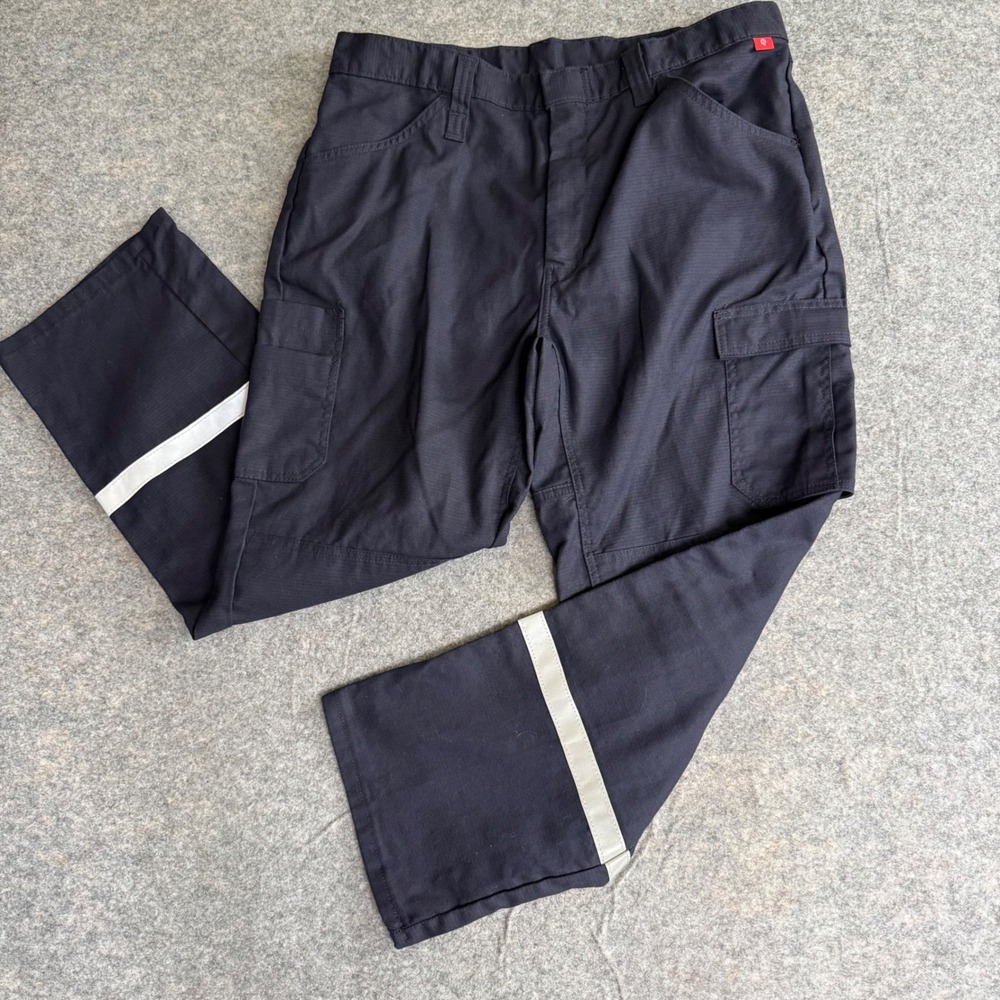 Bulwark FR iQ Series Mens Navy Blue Cargo Pants Reflective Workwear QP14NE 38x30
